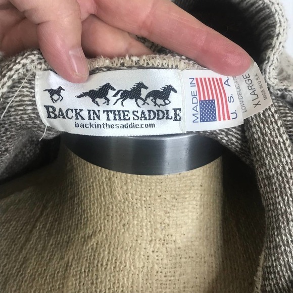 Back on The Ranch Button Up Hooded Cardigan with Horse Woven in Back SZ XL - Picture 9 of 10